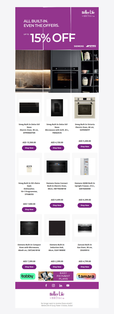 Built‑In Luxury, Now Up to 15% Off — SMEG & Siemens