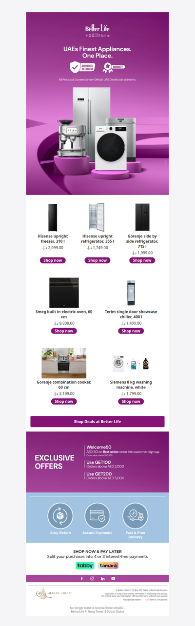 UAE's finest appliances. One place.