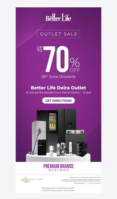 Better Life Deira Outlet Sale: Up to 70% Off Inside