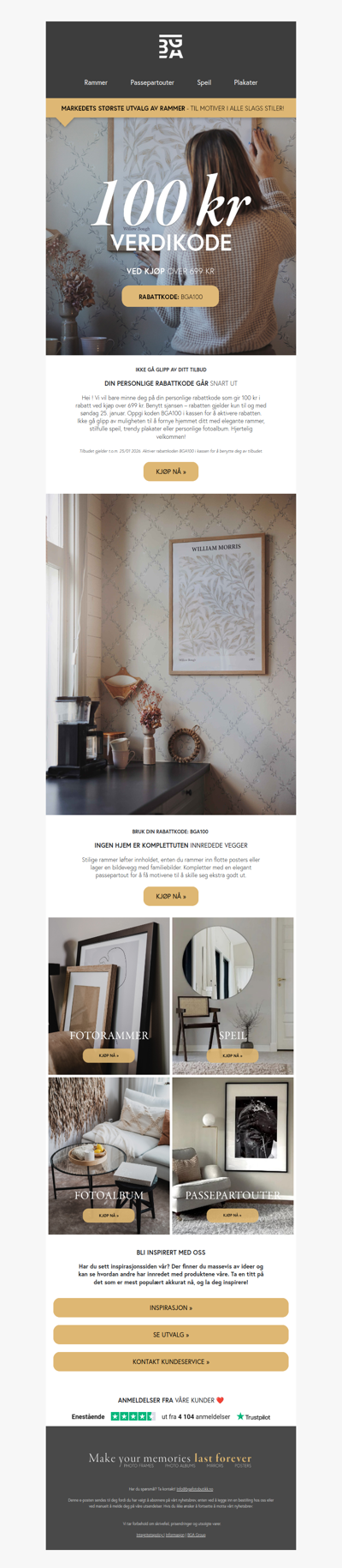 Siste sjanse! 100 kr rabatt ved kjøp over 699 kr! ✨
