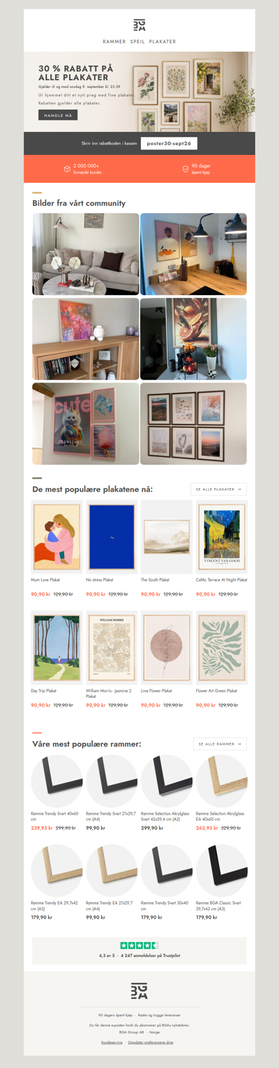 30 % på alle plakater – til og med 9. september