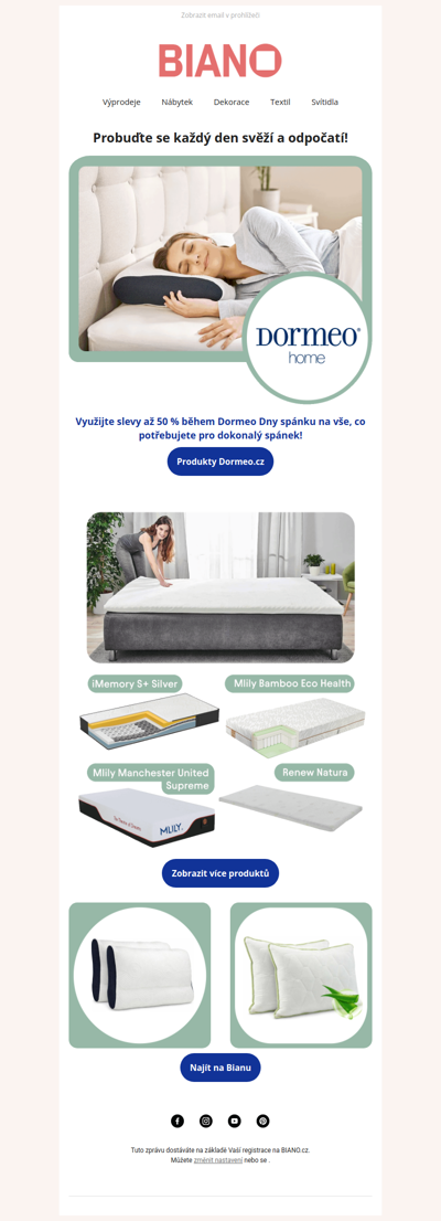 Využijte slevy až 50 % během Dormeo Dny spánku na vše, co potřebujete pro dokonalý spánek!