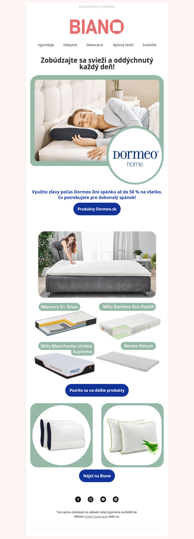 Využite zľavy až do 50% počas Dormeo Dní spánku na všetko, čo potrebujete pre dokonalý spánok!