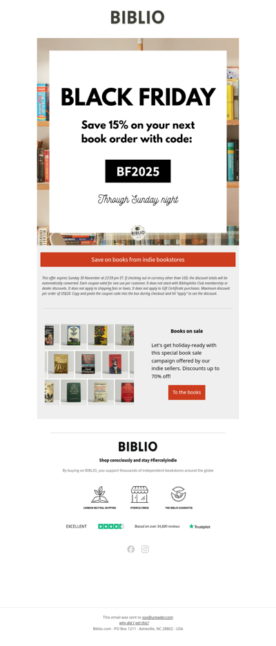 BLACK FRIDAY: 15% off your book order!