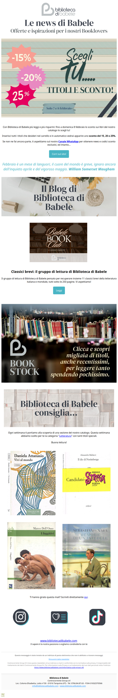 Scegli lo sconto! Fino al 25% su tutto.