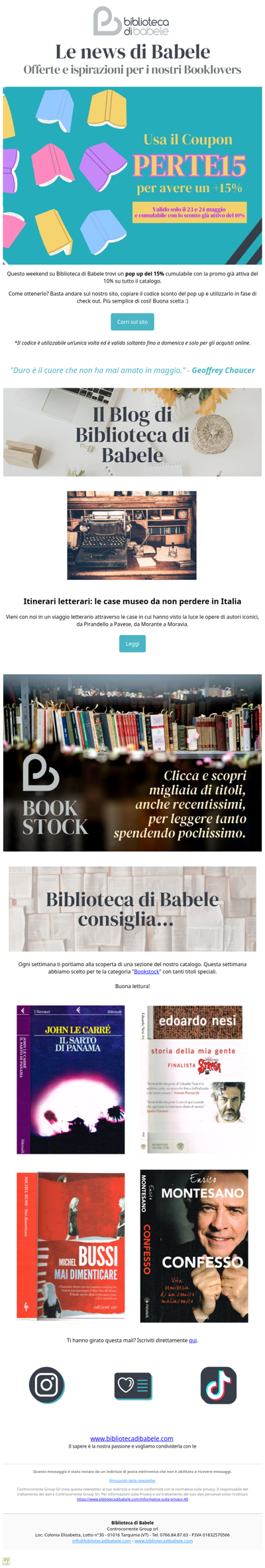 Extra sconto 15% su tutto il catalogo!