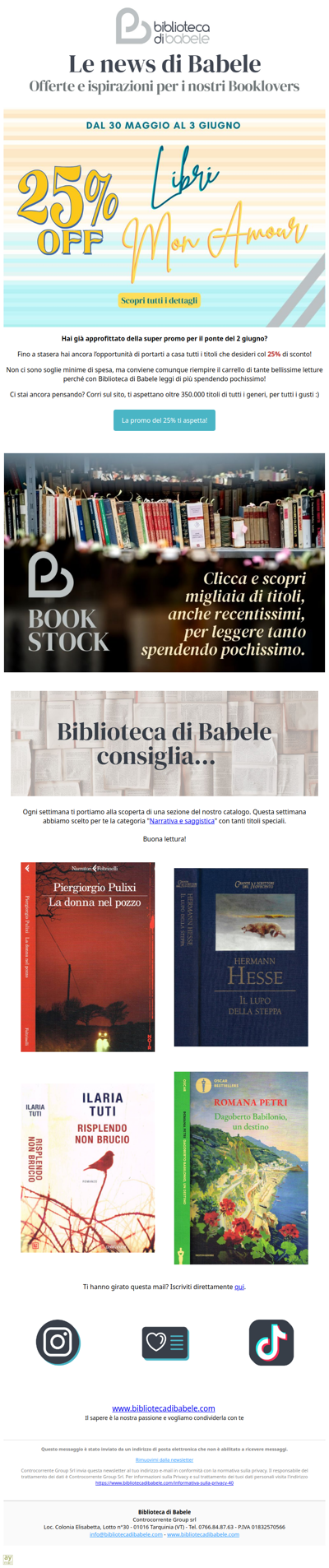 Ultime ore per la promo del 25% su tutto