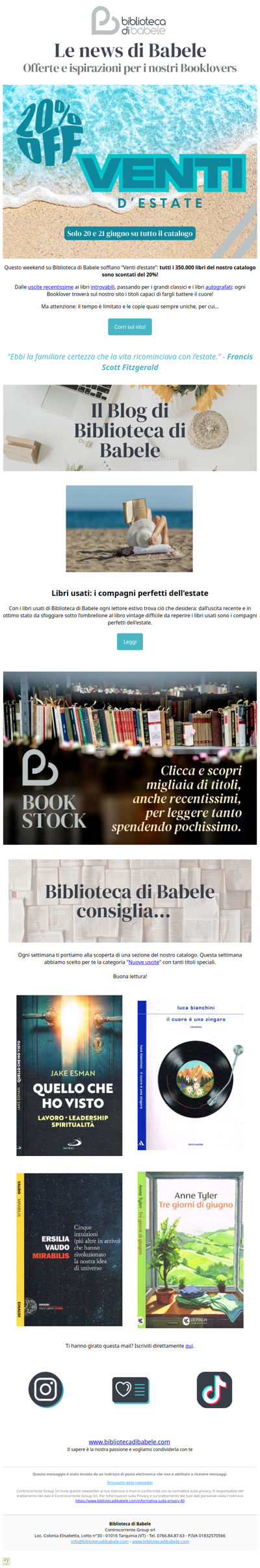 Venti d’estate… 20% su tutto