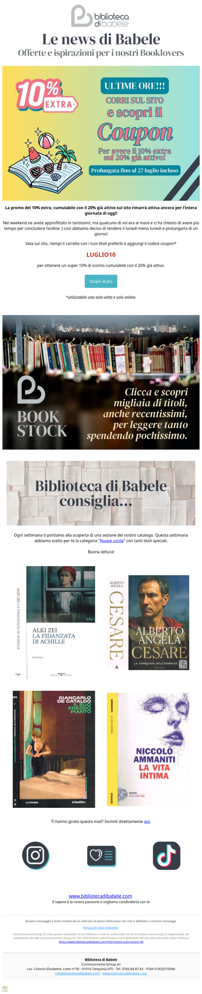Ultime ore extra per avere il 10% (+20%) su tutto!