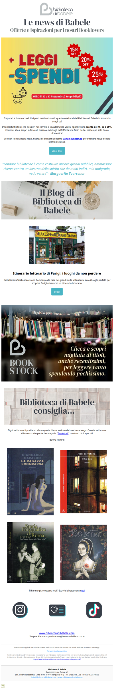 Fino al 25% su tutto. Più leggi… meno spendi