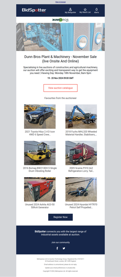 Plant & Machinery | November Sale