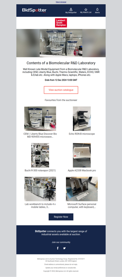 Contents of a Biomolecular R&D Laboratory