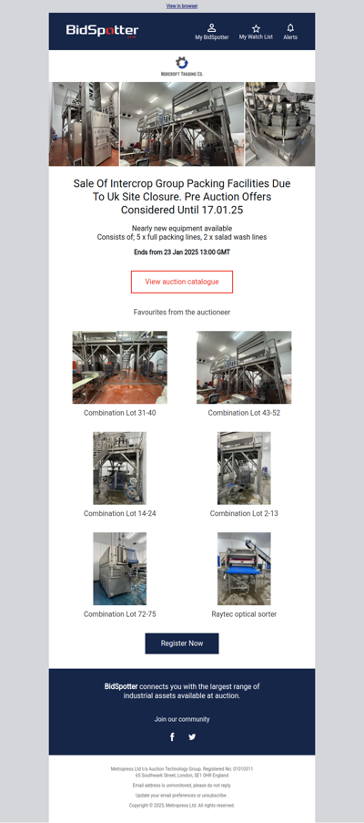 Sale of Intercrop Group Packing Facilities