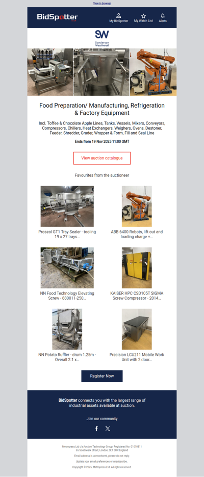 Food Preparation, Manufacturing & Factory Equipment