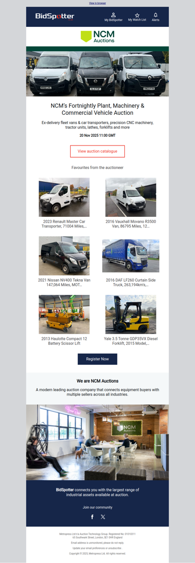 Fortnightly Plant & Machinery Auction