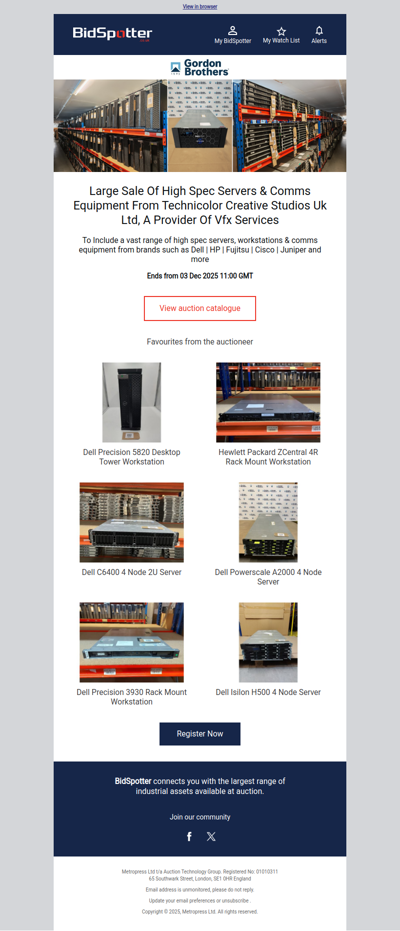 Large Sale of High Spec Servers & Comms Equipment