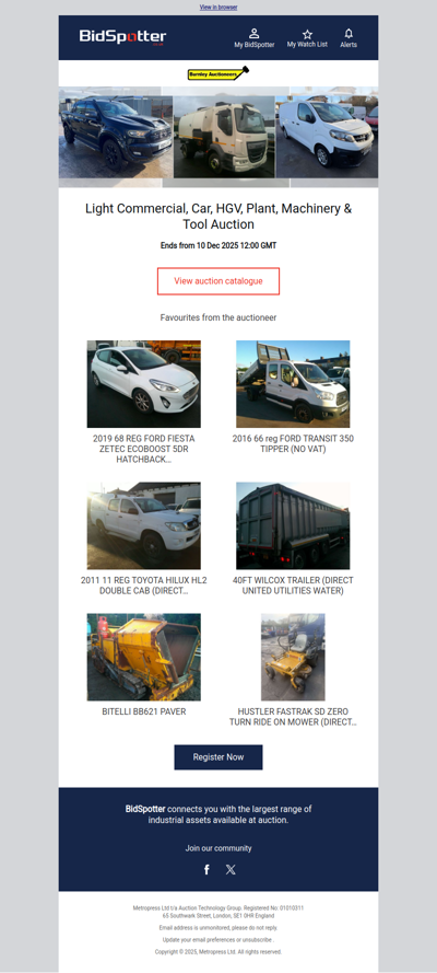 Cars, HGVs, Plant & Machinery Auction