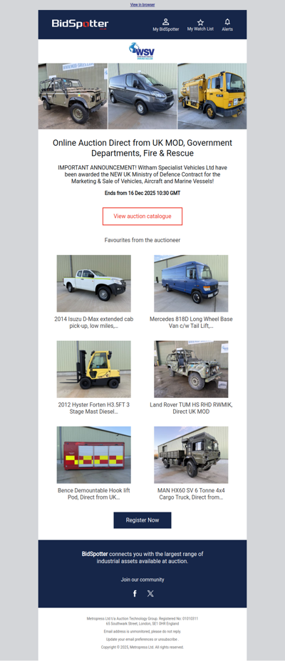 Vehicles & Machinery from Government Departments