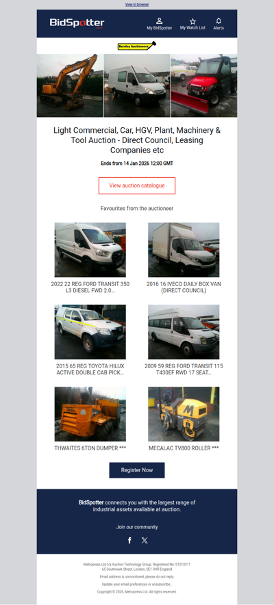 Light Commercial, Car, HGV, Plant, Machinery & Tool Auction