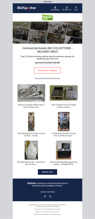 Catering Equipment, AV Equipment, Plant & Machinery