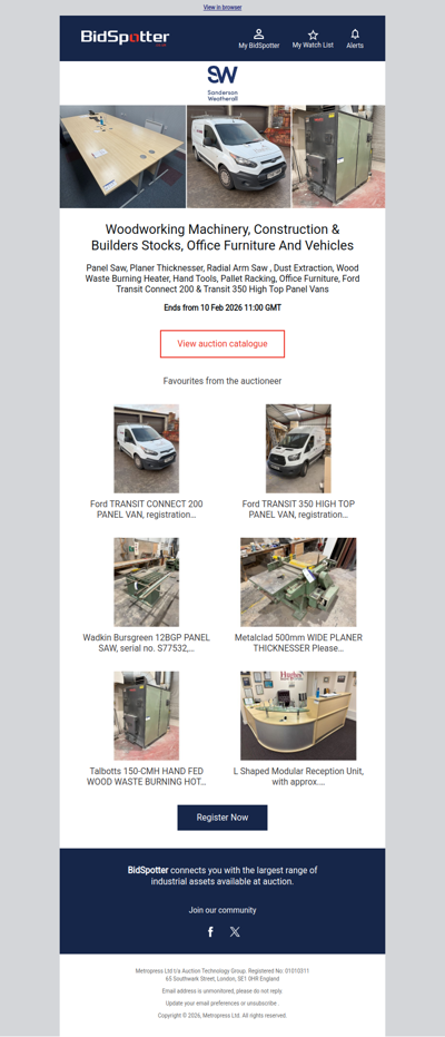 Woodworking Machinery, Office Furniture & Vehicles