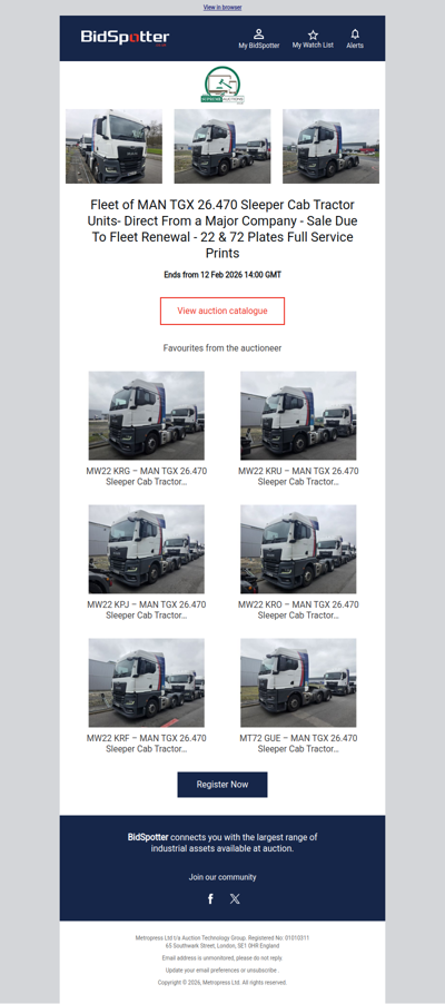 Fleet of MAN TGX 26.470 Sleeper Cab Tractor Units