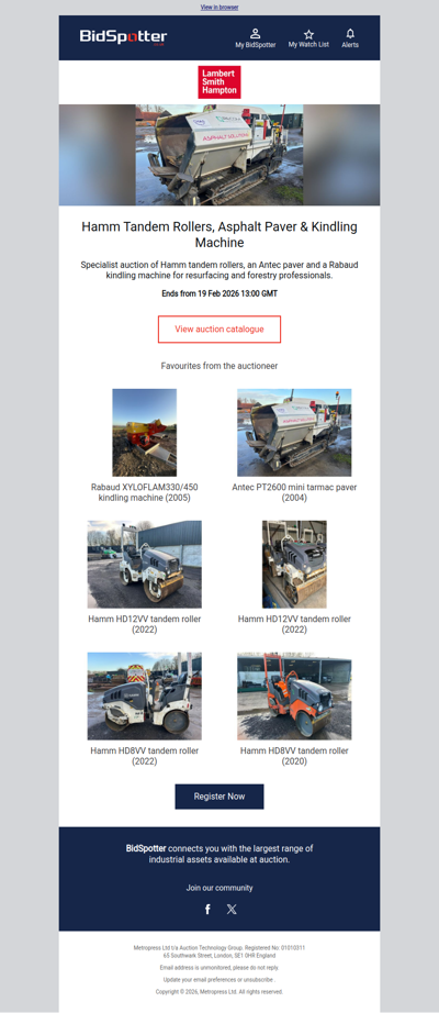 Hamm Tandem Rollers, Asphalt Paver & Kindling Machine