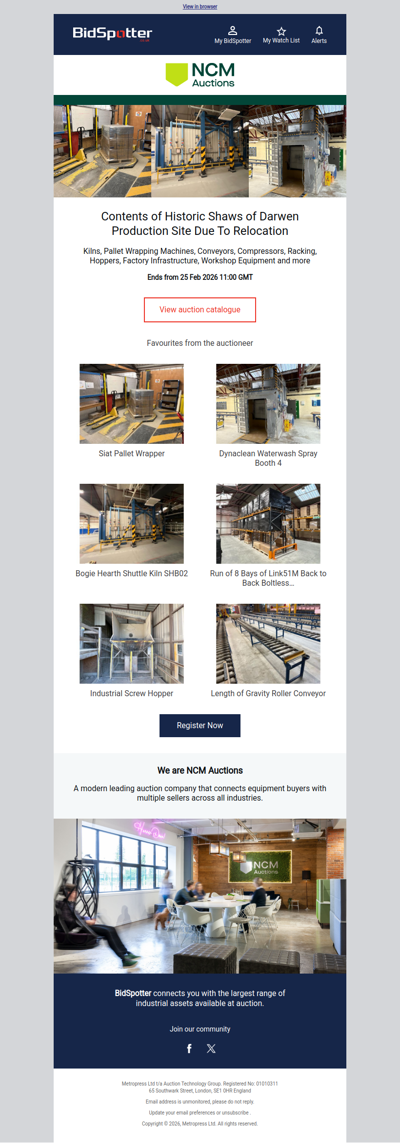 Contents of Historic Shaws of Darwen Production Site