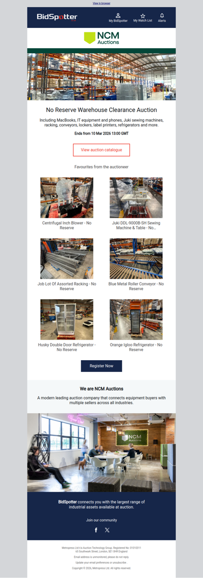 No Reserve Warehouse Clearance Auction