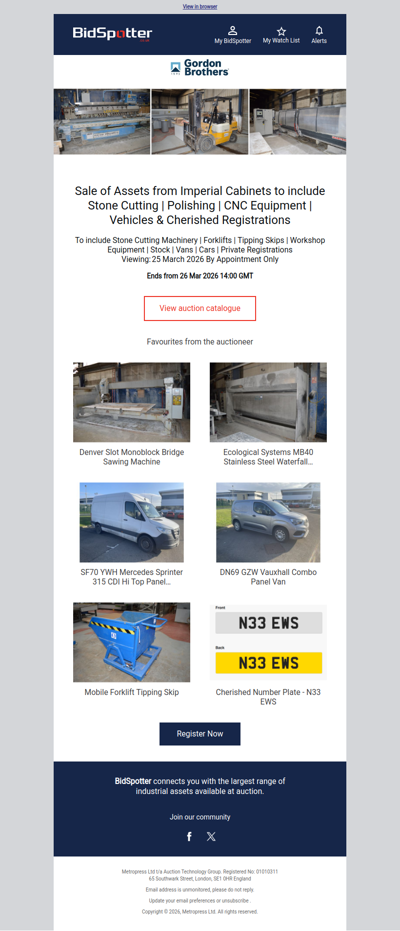 Sale of Assets from Imperial Cabinets