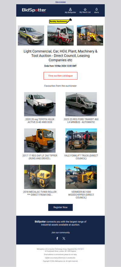 Light Commercial, Car, HGV, Plant, Machinery & Tool Auction