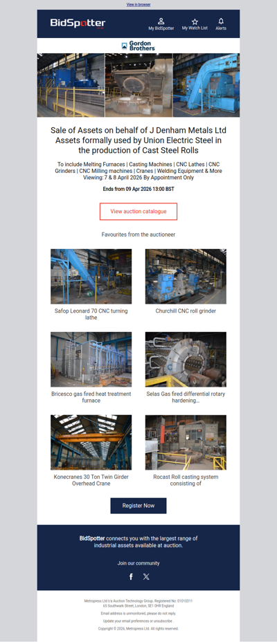 Sale of Assets on behalf of J Denham Metals Ltd