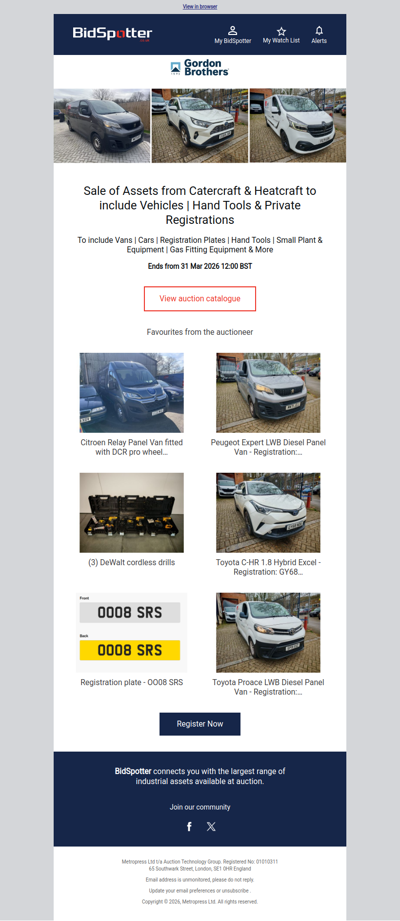 Vehicles, Hand Tools & Private Registrations