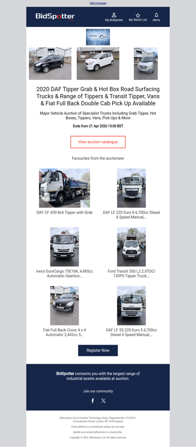 Vehicle Auction of Specialist Trucks