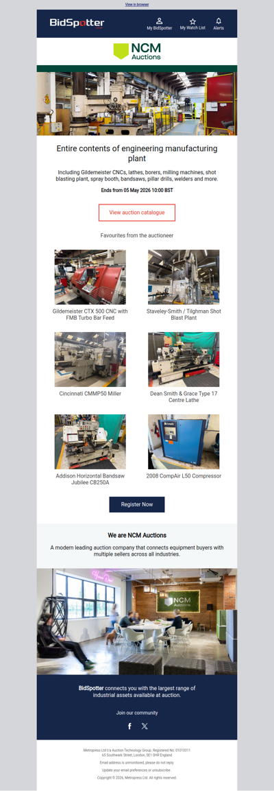 Entire contents of engineering manufacturing plant