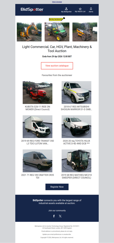 Light Commercial Vehicles, Plant & Machinery
