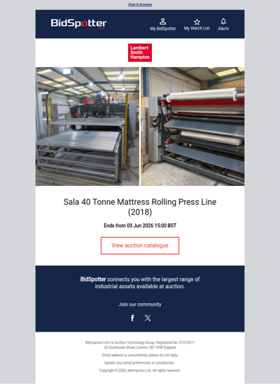 Sala 40 Tonne Mattress Rolling Press Line