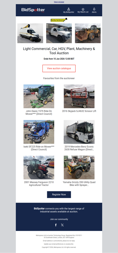 Light Commercial, Car, HGV, Plant, Machinery & Tool Auction