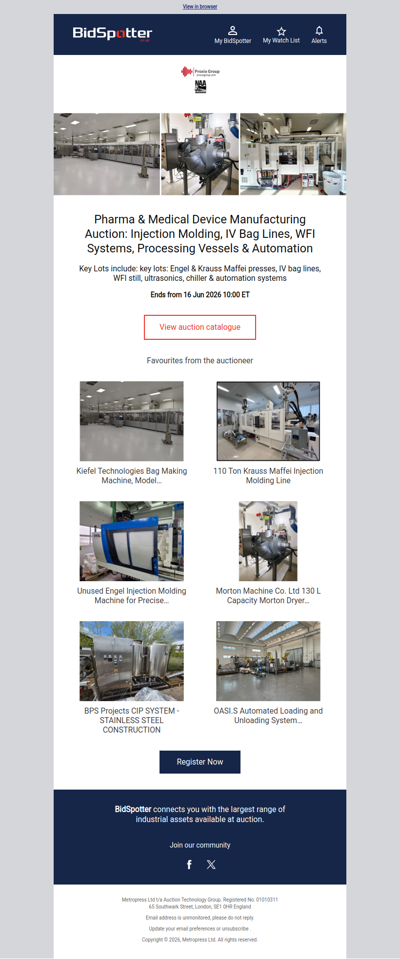 Pharma & Medical Device Manufacturing Auction