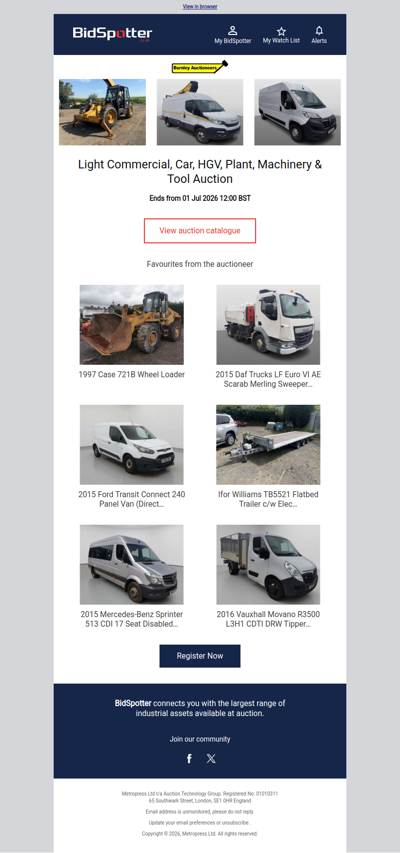 Light Commercial, Car, HGV, Plant, Machinery & Tool Auction