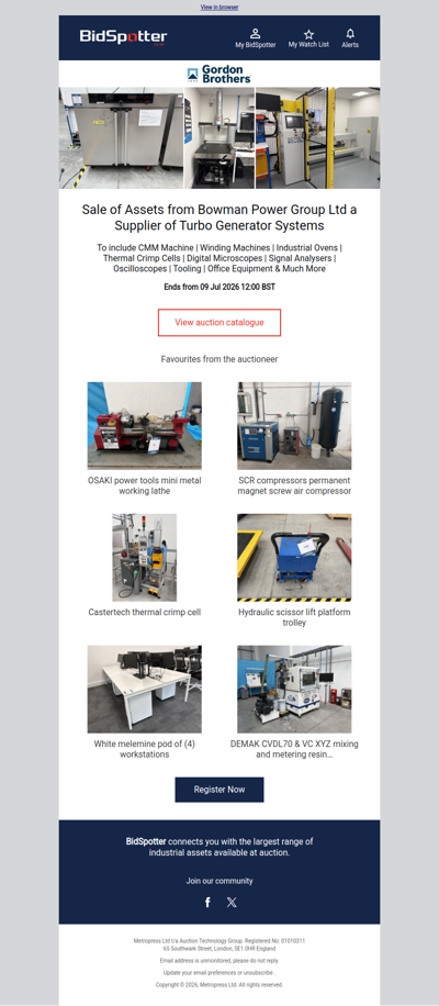 Sale of Assets from Bowman Power Group Ltd