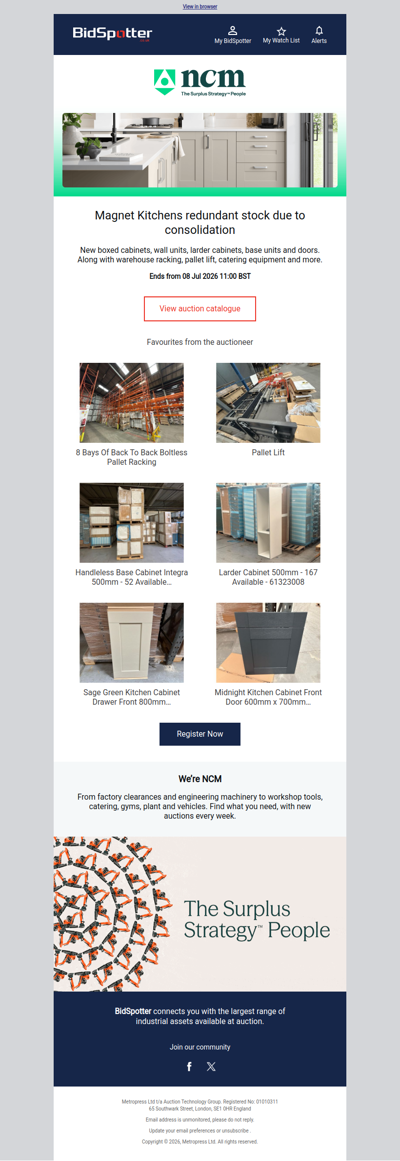 Stock and racking from Magnet Kitchens – No Reserve