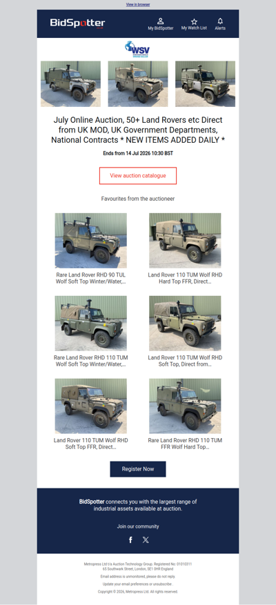 50+ Land Rovers | July Online Auction