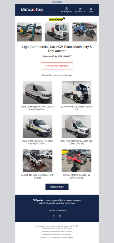 Light Commercial, Car, HGV, Plant, Machinery & Tool Auction