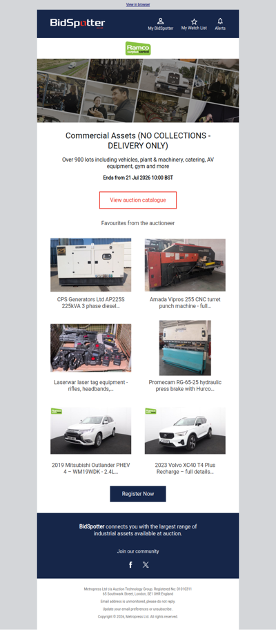 Over 900 Lots Including Vehicles, Plant & Machinery