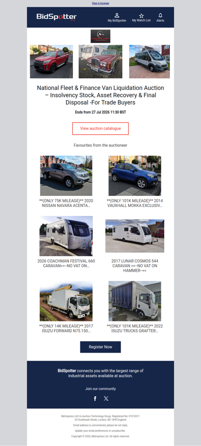 National Fleet & Finance Van Liquidation Auction