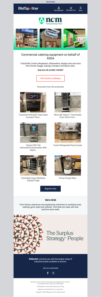 Catering equipment on behalf of ASDA