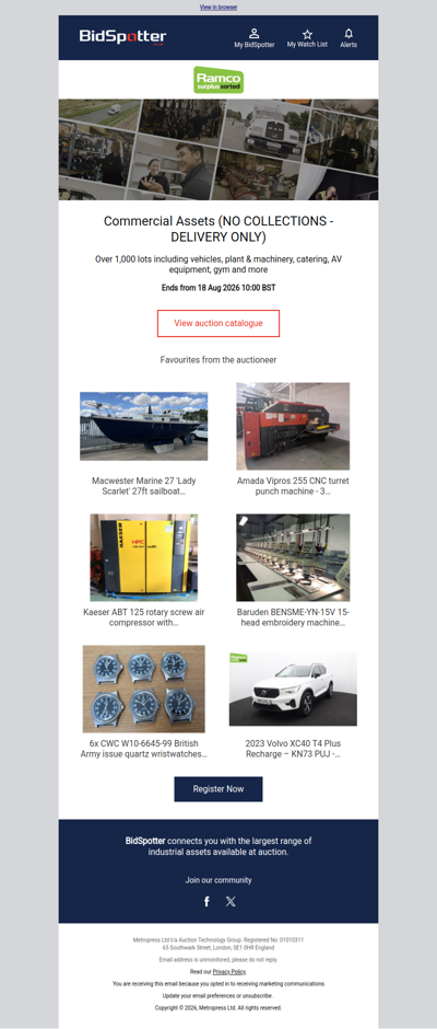 Vehicles, Plant & Machinery, Catering & AV Equipment
