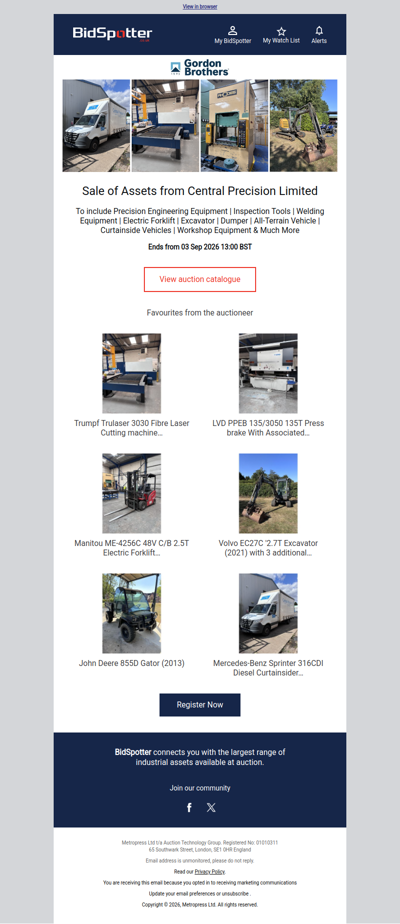 Sale of Assets from Central Precision Limited