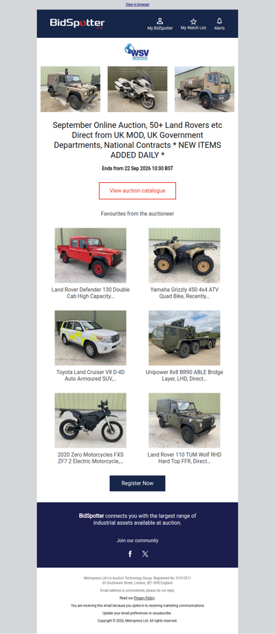 UK MOD & Government Surplus Auction